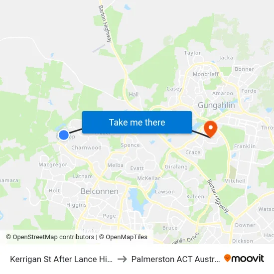 Kerrigan St After Lance Hill Av to Palmerston ACT Australia map