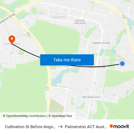 Cultivation St Before Angora St to Palmerston ACT Australia map