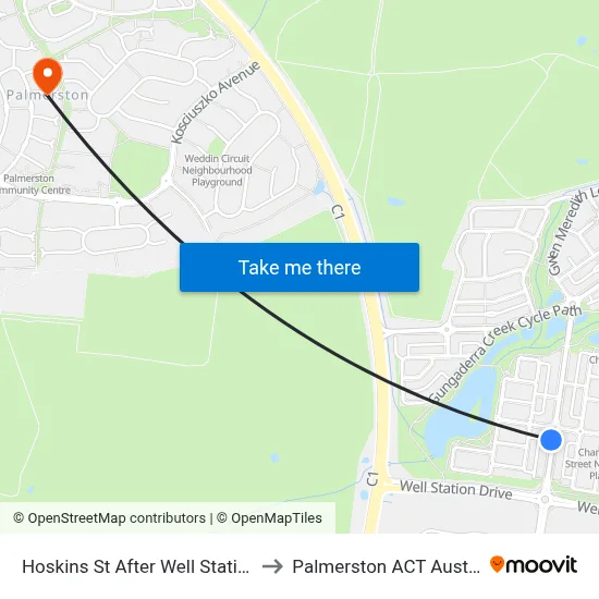 Hoskins St After Well Station Dr to Palmerston ACT Australia map