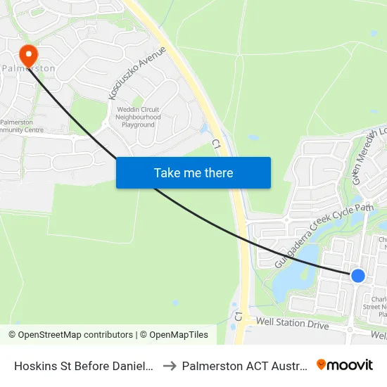 Hoskins St Before Daniels St to Palmerston ACT Australia map