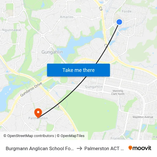 Burgmann Anglican School Forde Campus to Palmerston ACT Australia map