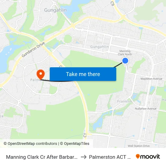 Manning Clark Cr After Barbara Jefferis St to Palmerston ACT Australia map
