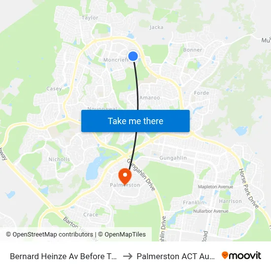 Bernard Heinze Av Before Tycho St to Palmerston ACT Australia map