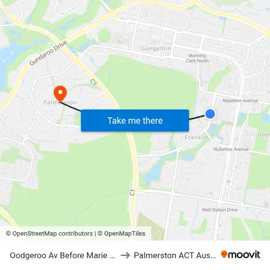 Oodgeroo Av Before Marie Pitt St to Palmerston ACT Australia map