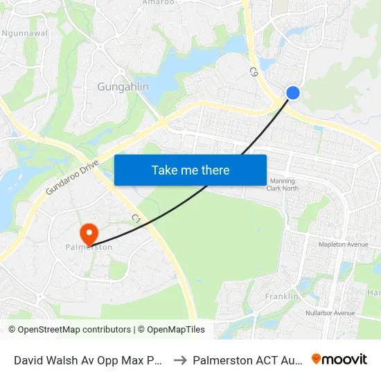 David Walsh Av Opp Max Purnell St to Palmerston ACT Australia map
