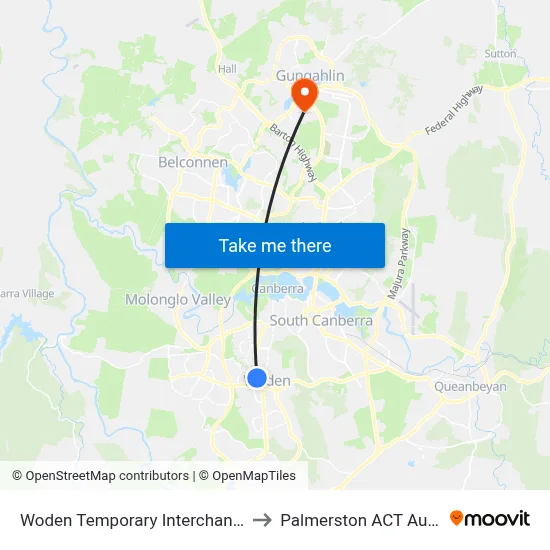 Woden Temporary Interchange Plt 4 to Palmerston ACT Australia map