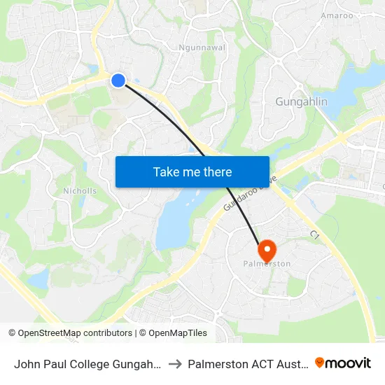 John Paul College Gungahlin Dr to Palmerston ACT Australia map
