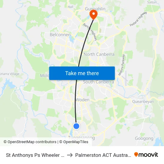 St Anthonys Ps Wheeler Cr to Palmerston ACT Australia map