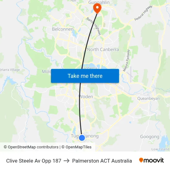 Clive Steele Av Opp 187 to Palmerston ACT Australia map