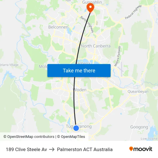 189 Clive Steele Av to Palmerston ACT Australia map