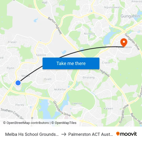 Melba Hs School Grounds Sso to Palmerston ACT Australia map