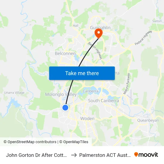 John Gorton Dr After Cotter Rd to Palmerston ACT Australia map