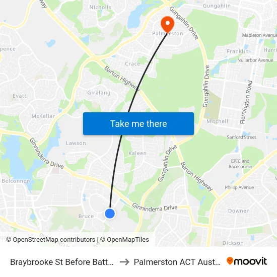 Braybrooke St Before Battye St to Palmerston ACT Australia map