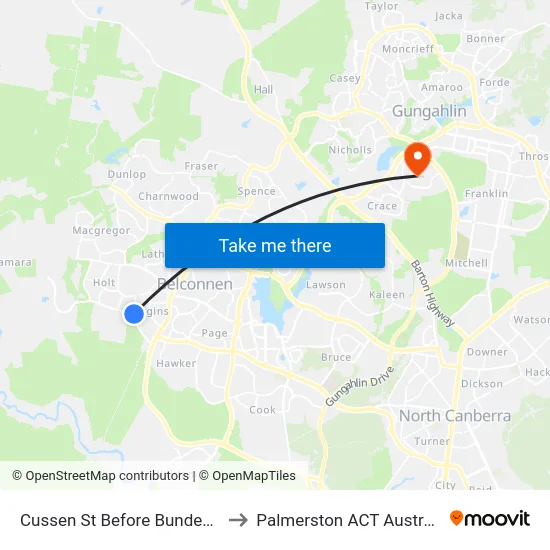 Cussen St Before Bundey St to Palmerston ACT Australia map