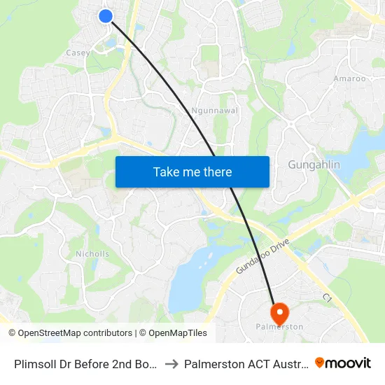 Plimsoll Dr Before 2nd Bott Cr to Palmerston ACT Australia map