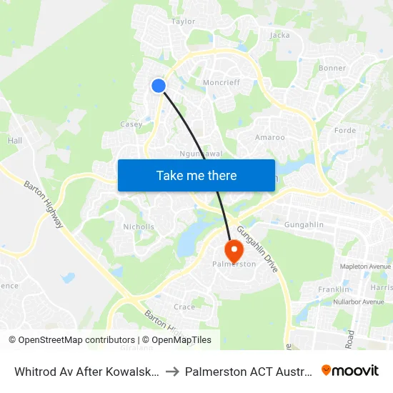 Whitrod Av After Kowalski St to Palmerston ACT Australia map