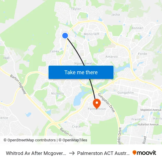 Whitrod Av After Mcgovern St to Palmerston ACT Australia map