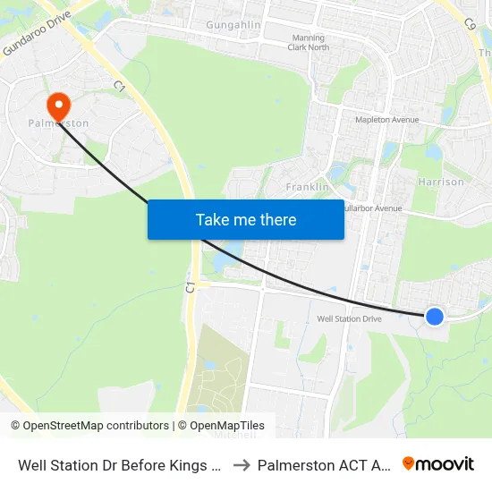 Well Station Dr Before Kings Canyon St to Palmerston ACT Australia map