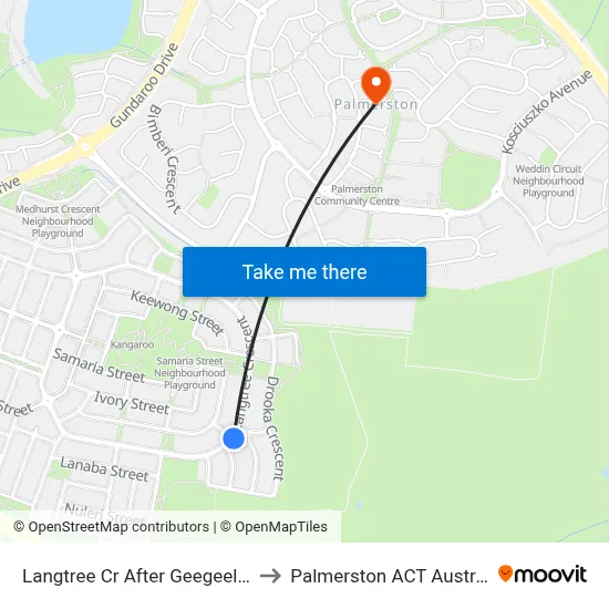 Langtree Cr After Geegeela St to Palmerston ACT Australia map