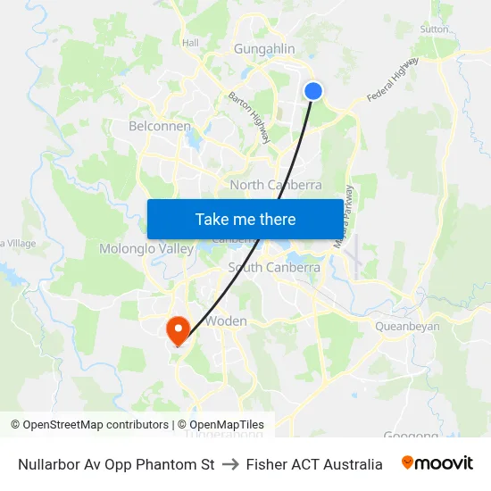 Nullarbor Av Opp Phantom St to Fisher ACT Australia map