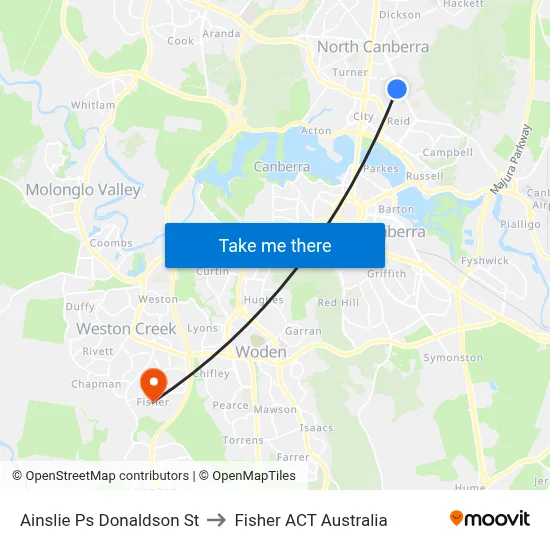 Ainslie Ps Donaldson St to Fisher ACT Australia map