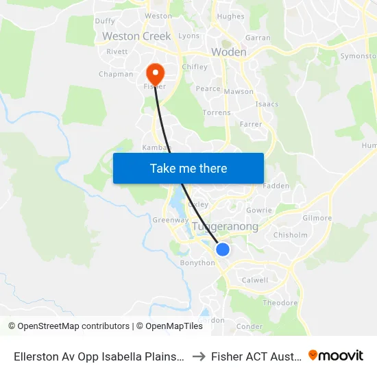 Ellerston Av Opp Isabella Plains Shops to Fisher ACT Australia map