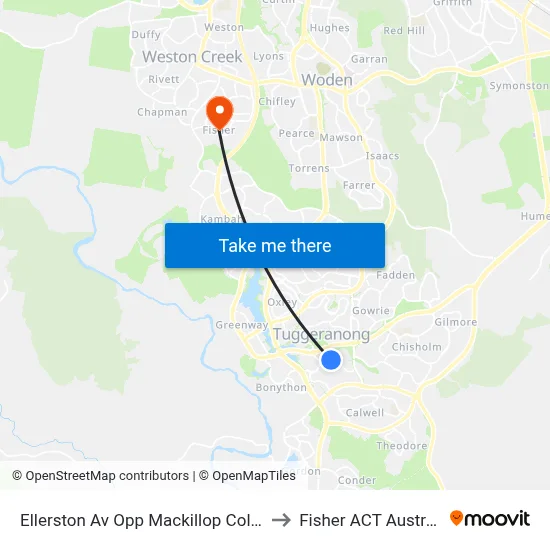 Ellerston Av Opp Mackillop College to Fisher ACT Australia map