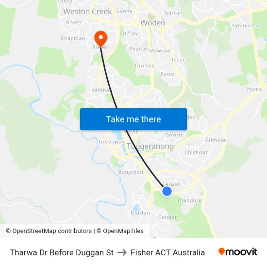 Tharwa Dr Before Duggan St to Fisher ACT Australia map