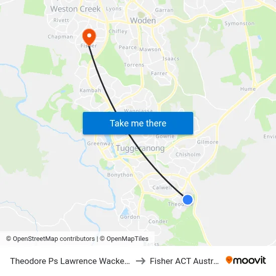 Theodore Ps Lawrence Wackett Cr to Fisher ACT Australia map