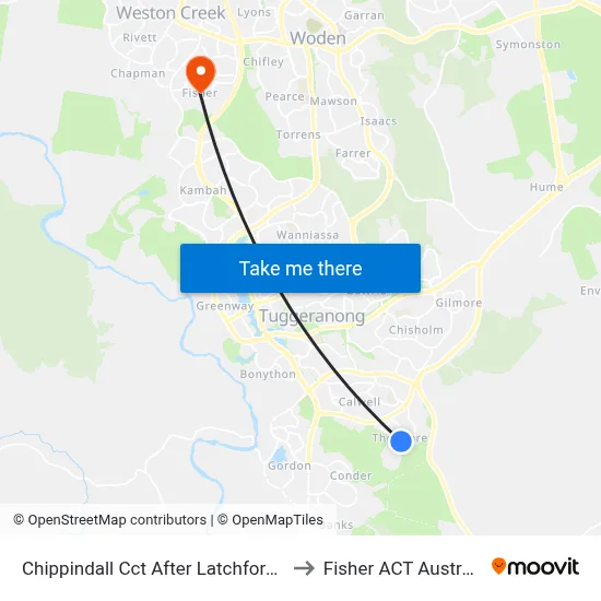Chippindall Cct After Latchford St to Fisher ACT Australia map