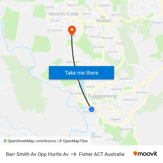 Barr Smith Av Opp Hurtle Av to Fisher ACT Australia map
