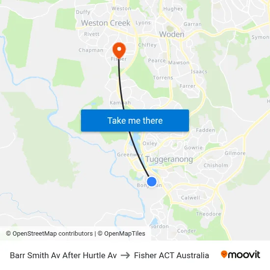 Barr Smith Av After Hurtle Av to Fisher ACT Australia map