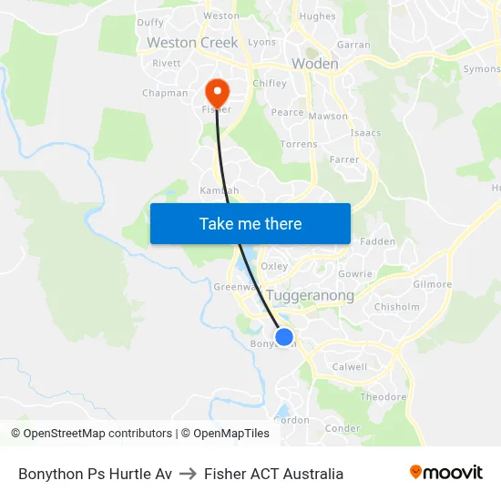 Bonython Ps Hurtle Av to Fisher ACT Australia map