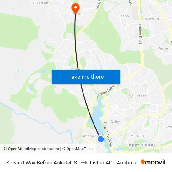 Soward Way Before Anketell St to Fisher ACT Australia map
