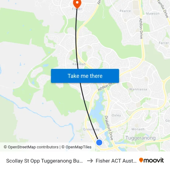 Scollay St Opp Tuggeranong Bus Depot to Fisher ACT Australia map