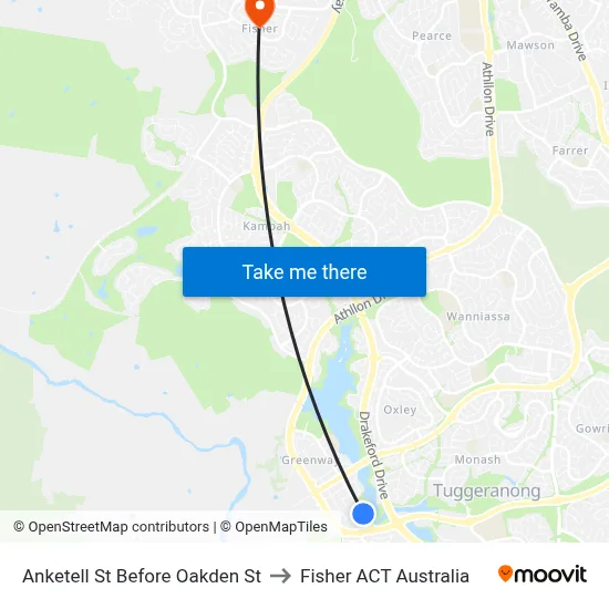 Anketell St Before Oakden St to Fisher ACT Australia map