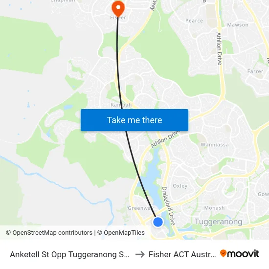 Anketell St Opp Tuggeranong Square to Fisher ACT Australia map