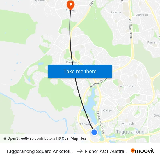 Tuggeranong Square Anketell St to Fisher ACT Australia map