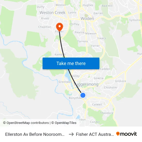 Ellerston Av Before Noorooma St to Fisher ACT Australia map