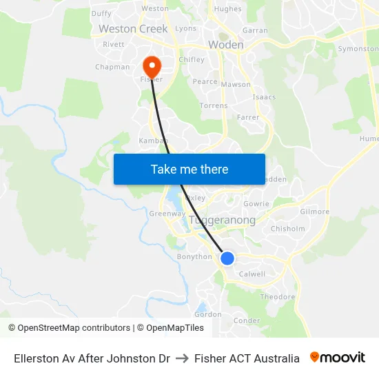 Ellerston Av After Johnston Dr to Fisher ACT Australia map