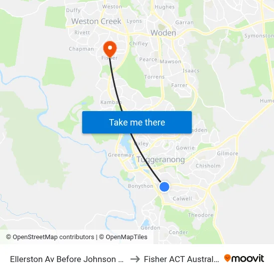 Ellerston Av Before Johnson Dr to Fisher ACT Australia map
