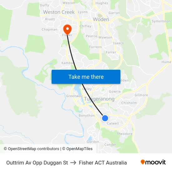 Outtrim Av Opp Duggan St to Fisher ACT Australia map