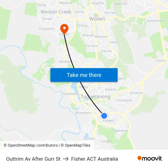 Outtrim Av After Gurr St to Fisher ACT Australia map