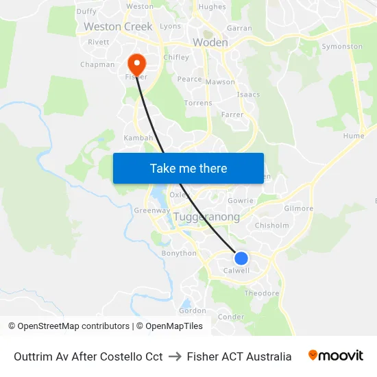 Outtrim Av After Costello Cct to Fisher ACT Australia map