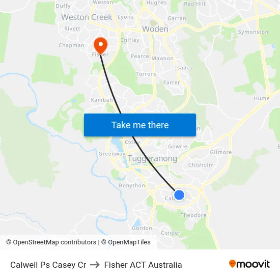 Calwell Ps Casey Cr to Fisher ACT Australia map