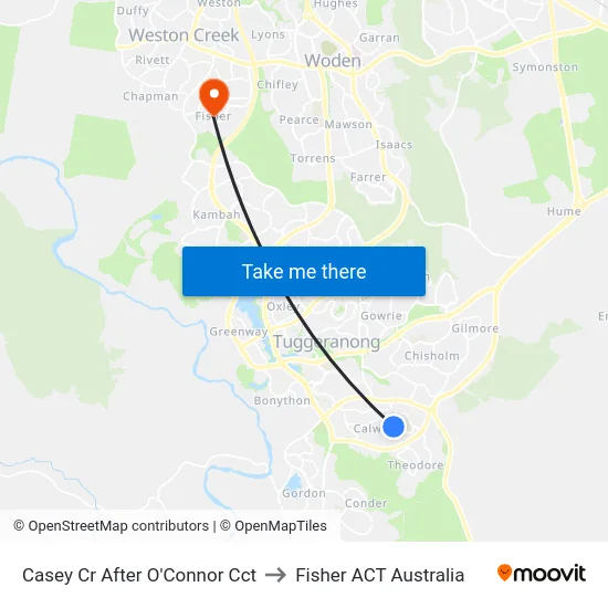 Casey Cr After O'Connor Cct to Fisher ACT Australia map