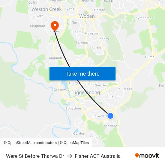 Were St Before Tharwa Dr to Fisher ACT Australia map