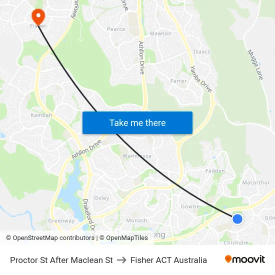 Proctor St After Maclean St to Fisher ACT Australia map