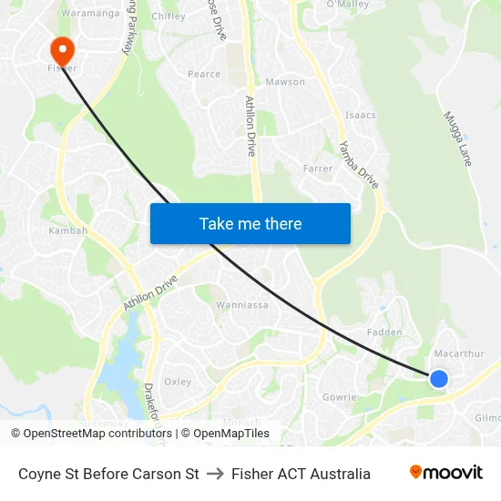Coyne St Before Carson St to Fisher ACT Australia map