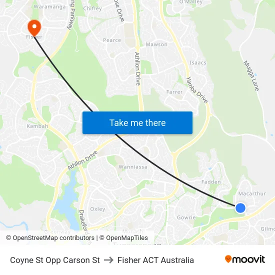Coyne St Opp Carson St to Fisher ACT Australia map